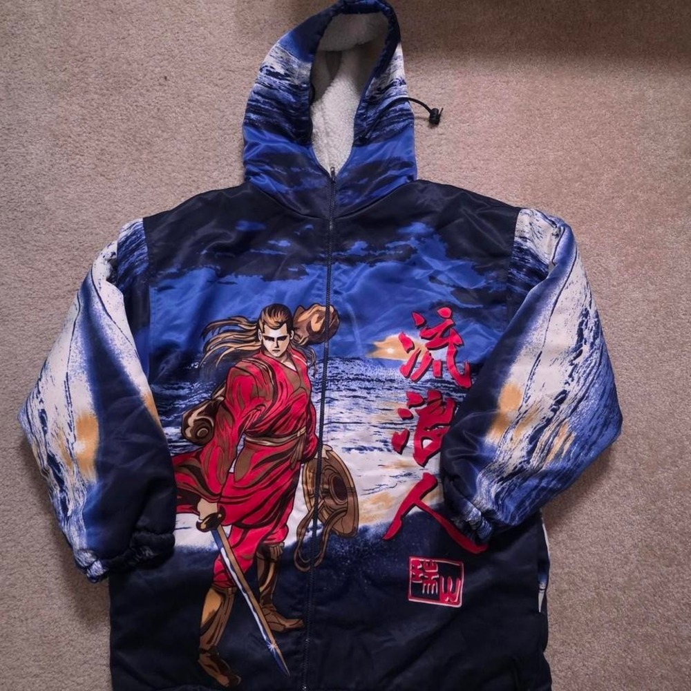Vintage Zam urban wear all over print, Sherpa lining coat sz xl.